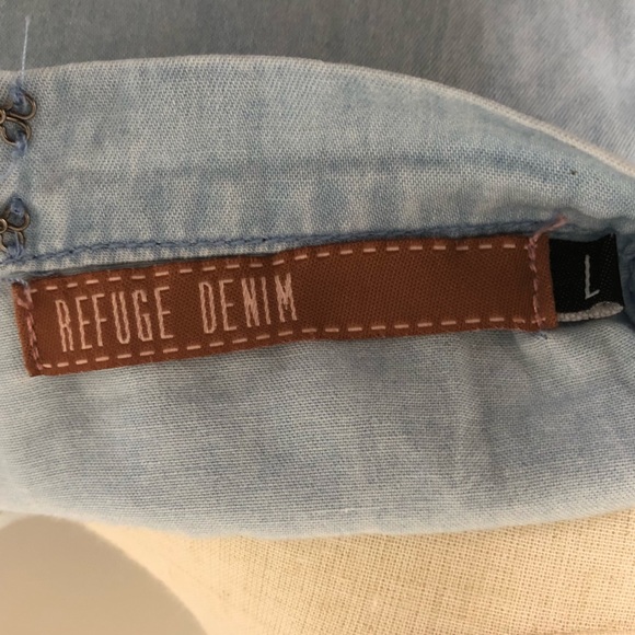 REFUGE DENIM Chambray Denim Longsleeve Jumpsuit or Playsuit, POCKETS! Size Large - Picture 12 of 13